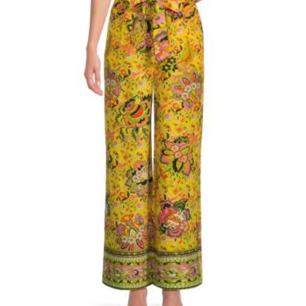 Gibson Latimer For Dillard's Floral Printed Self Tie High Waist Pants Size S NWT